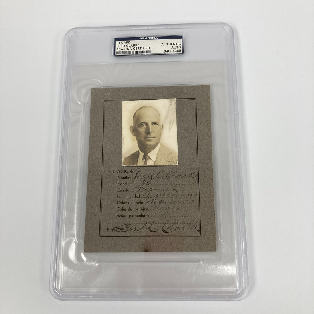 Fred Clarke Signed 1923 Mexico ID Photo PSA DNA Certified Baseball: Fred Clarke Signed 1923 Mexico ID Photo PSA DNA Certified Baseball Own a piece of baseball history with this original 1923 Mexico ID signed by Fred Clarke, a renowned player for the Pittsburgh Pirates