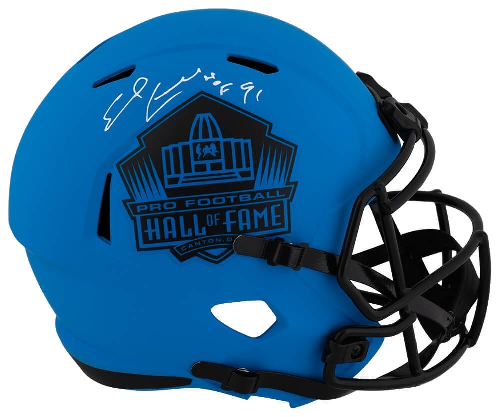 Earl Campbell Signed RAVE Riddell F/S Helmet with HOF 91 COA: Earl Campbell Signed RAVE Riddell F/S Helmet with HOF 91 COA Celebrate the legacy of Earl Campbell with this full-size Riddell replica helmet, featuring the Hall of Fame logo and inscribed with 'HOF 9