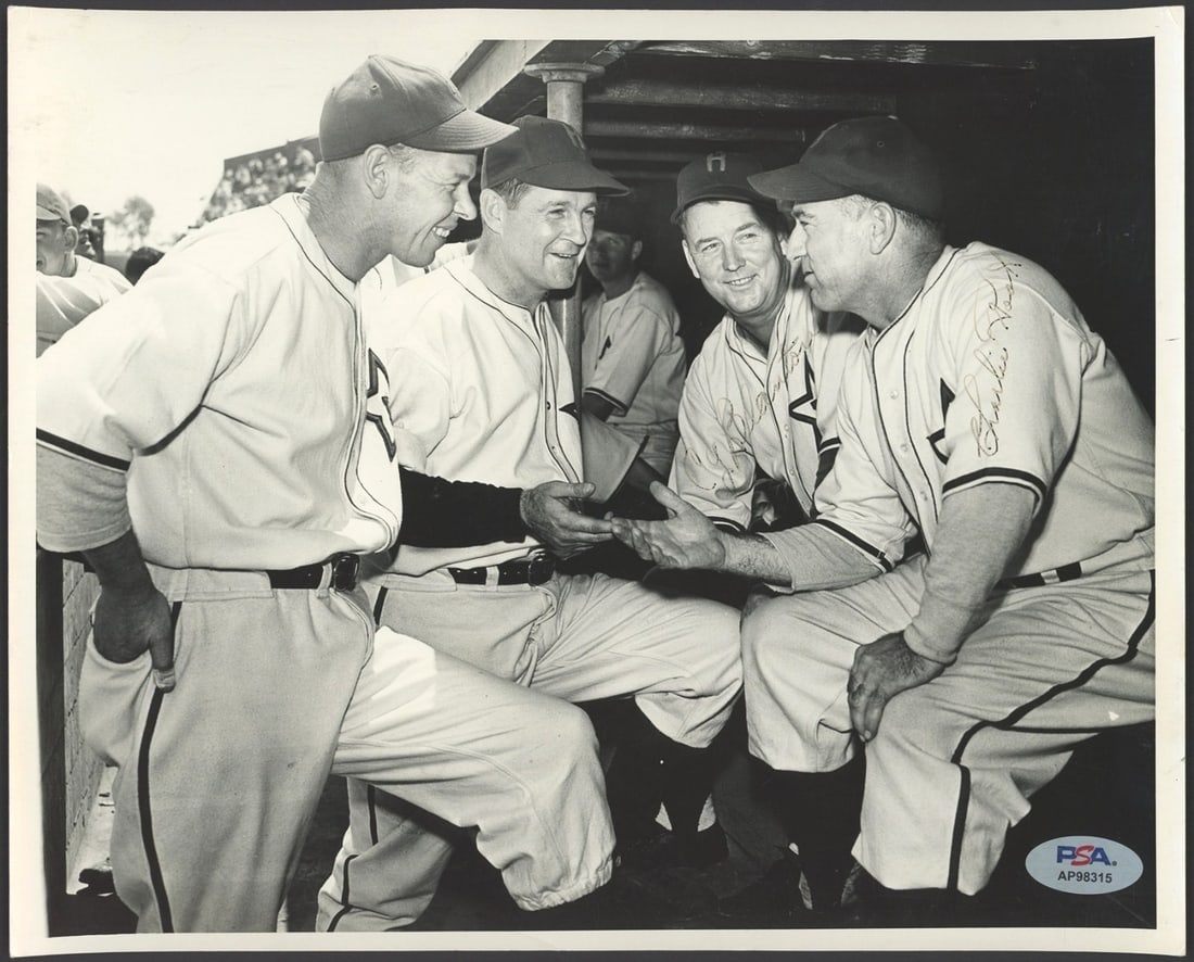Charlie Root Autographed 1944 Hollywood Stars Baseball Photograph PSA Authenticated: Charlie Root Autographed 1944 Hollywood Stars Baseball Photograph PSA Authenticated This is an original 1944 photograph featuring Charlie Root, signed by Root himself. The photo is from the collection