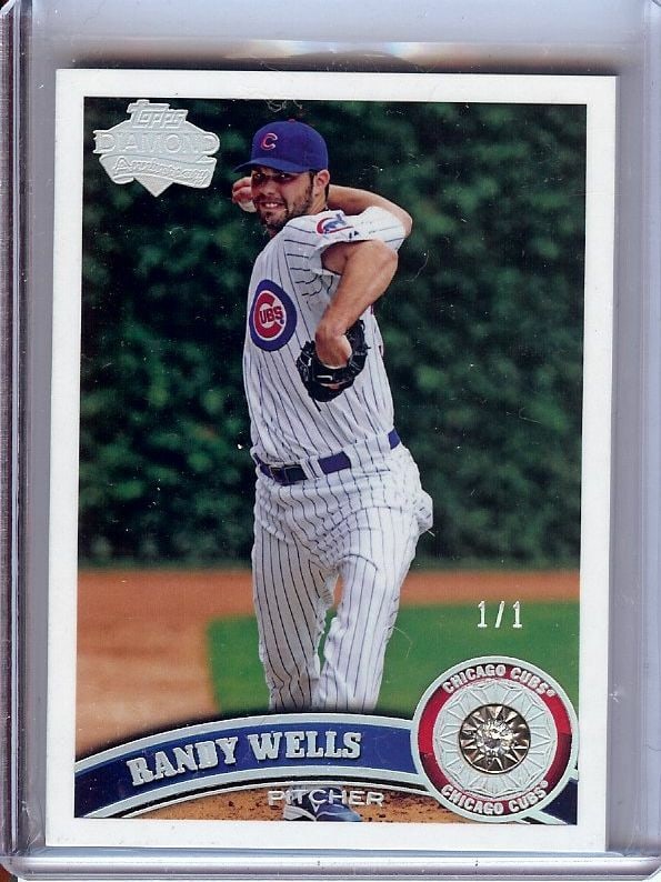 Randy Wells 2011 Topps Diamond Anniversary Baseball Card 1/1 Cubs #481: Randy Wells 2011 Topps Diamond Anniversary Baseball Card 1/1 Cubs #481 This unique 2011 Topps Diamond Anniversary baseball card features Randy Wells, a player for the Chicago Cubs. This limited editio