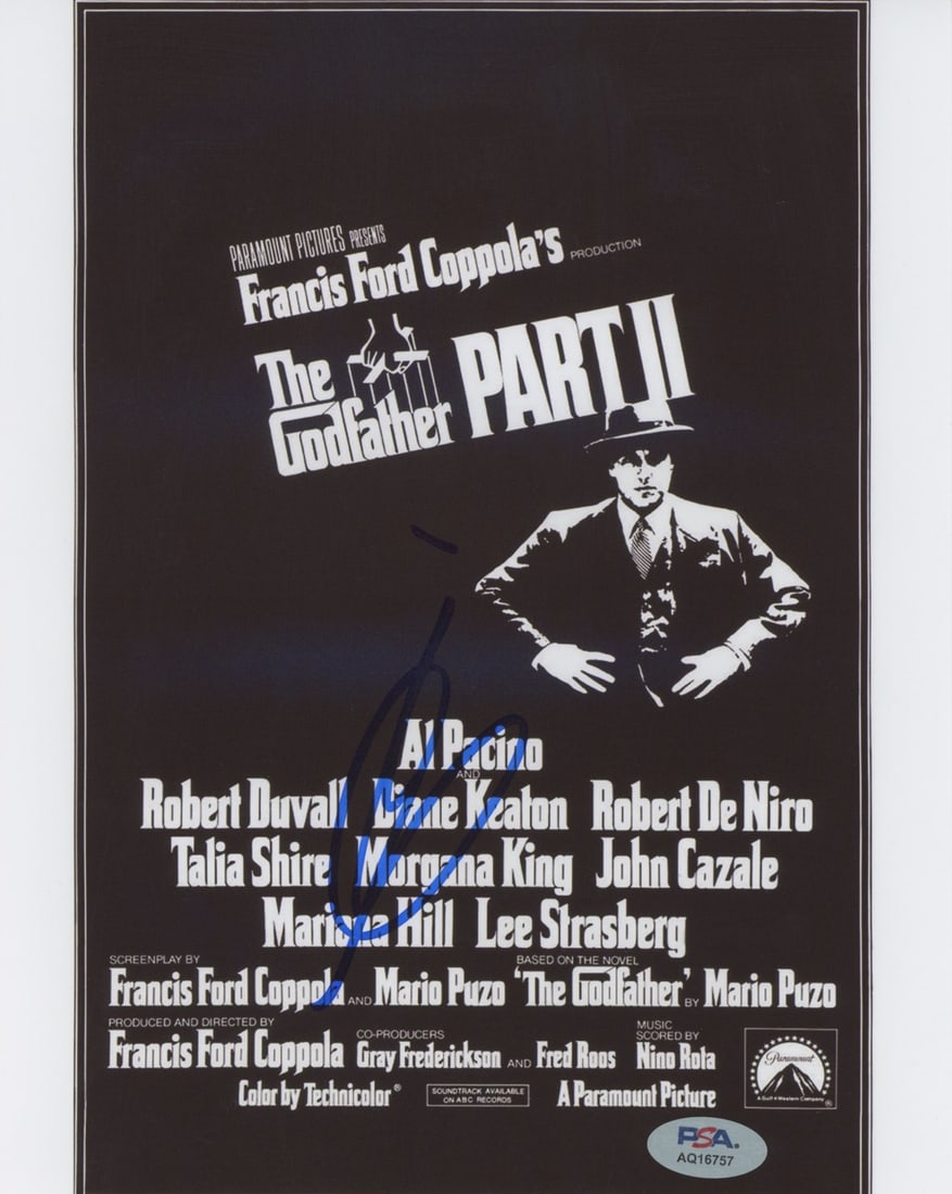 Al Pacino Signed 8x10 Photograph From The Godfather Part 2 PSA DNA Authenticated: Al Pacino Signed 8x10 Photograph From The Godfather Part 2 PSA DNA Authenticated This is an 8x10 photograph from The Godfather Part 2, personally signed by Al Pacino. The autograph has been authentica