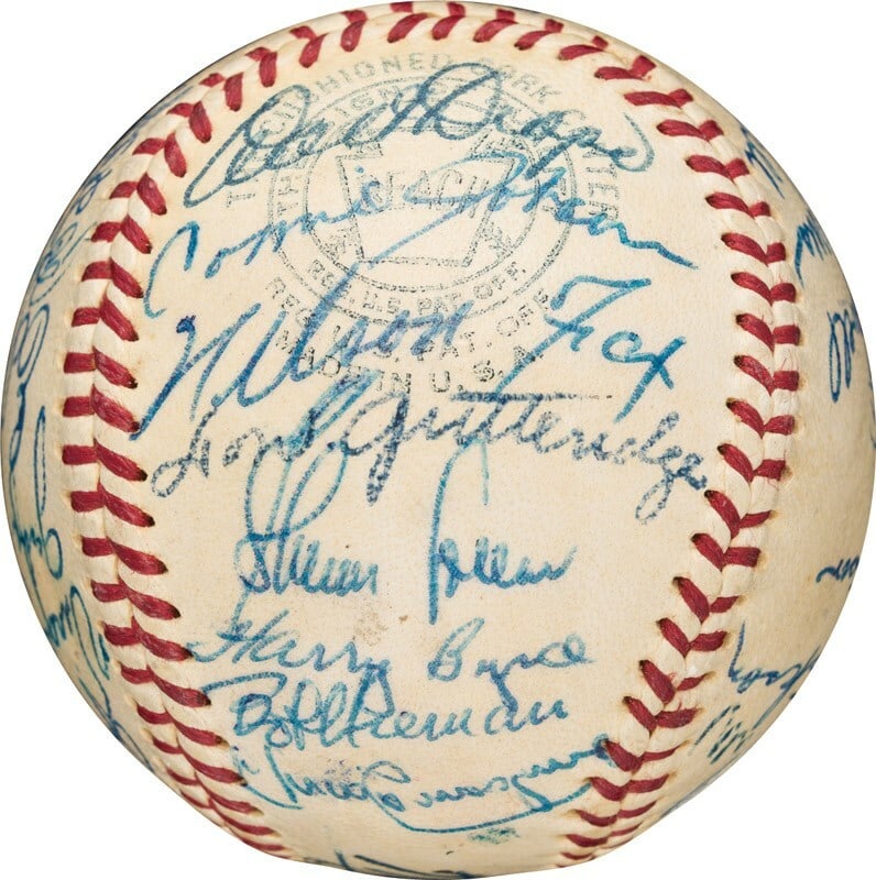 1955 Chicago White Sox Team Baseball with Nellie Fox PSA DNA COA: 1955 Chicago White Sox Team Baseball with Nellie Fox PSA DNA COA This authentic 1955 Chicago White Sox team baseball features 31 signatures of notable players, including Nellie Fox, Dropo, Johnson, an