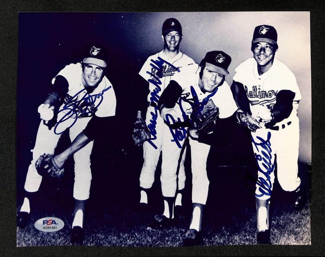Baltimore Orioles Multi-Signed 8x10 Photo PSA/DNA Jim Palmer Cuellar: Baltimore Orioles Multi-Signed 8x10 Photo PSA/DNA Jim Palmer Cuellar This original Baltimore Orioles 20 Game Winners multi-signed 8x10 photo features the signatures of four baseball legends: Jim Palme