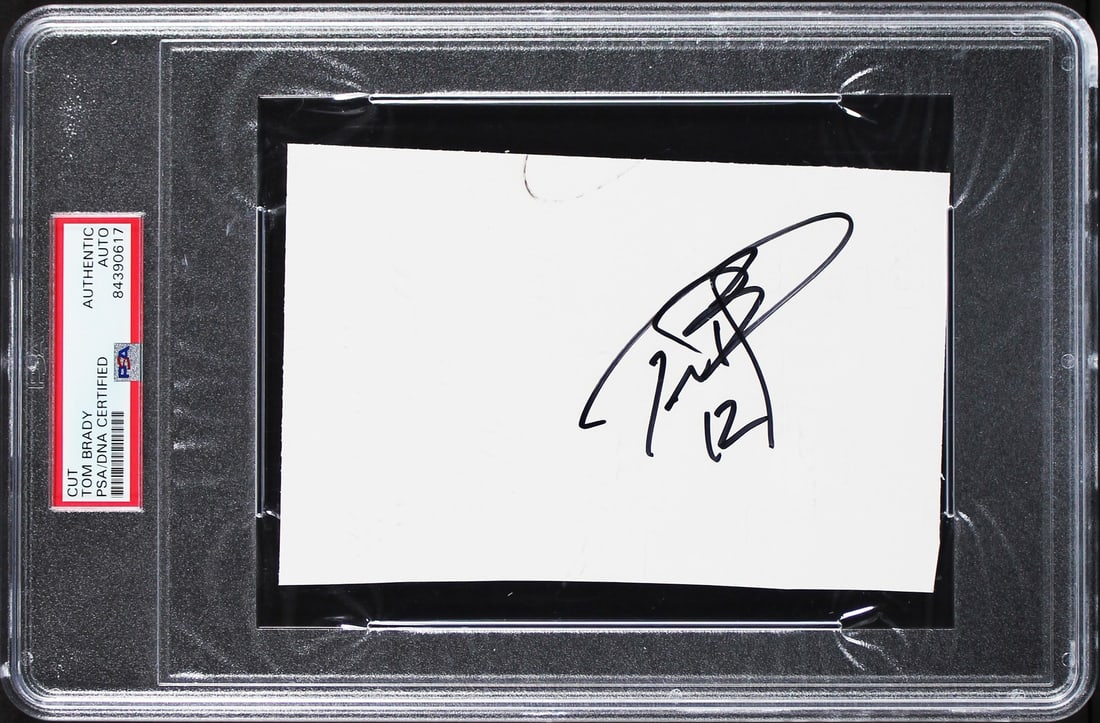 Tom Brady Authentic Signed 4x6 Cut Signature PSA/DNA Tampa Bay Buccaneers: Tom Brady Authentic Signed 4x6 Cut Signature PSA/DNA Tampa Bay Buccaneers This is an authentic signed 4x6 cut signature by Tom Brady, the legendary quarterback of the Tampa Bay Buccaneers. This item h