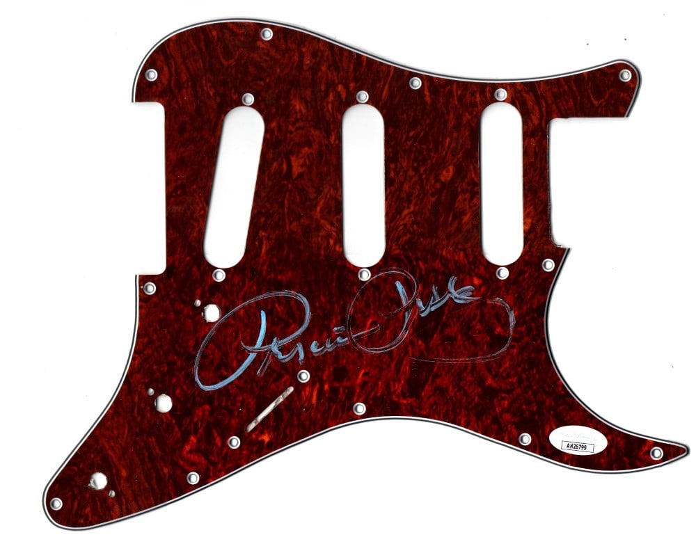 Priscilla Presley Autographed Electric Guitar Pickguard JSA Authenticated: Priscilla Presley Autographed Electric Guitar Pickguard JSA Authenticated This is an original Priscilla Presley autographed electric guitar pickguard, authenticated by James Spence Authentication (JSA