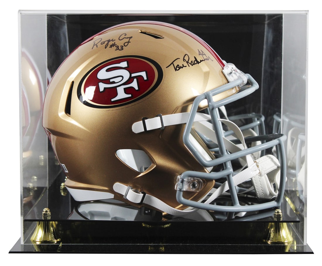 49ers Tom Rathman Roger Craig Signed Full Size Helmet BAS Authenticated: 49ers Tom Rathman Roger Craig Signed Full Size Helmet BAS Authenticated This Riddell Full Size Speed Replica Helmet has been personally signed by NFL legends Tom Rathman and Roger Craig of the San Fra