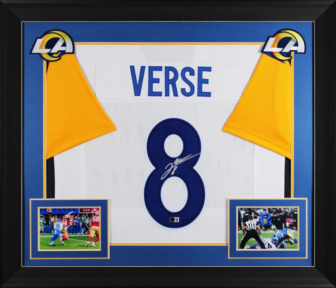 Jared Verse Signed White Pro Style Framed Jersey BAS Witnessed Los Angeles Rams: Jared Verse Signed White Pro Style Framed Jersey BAS Witnessed Los Angeles Rams This authentic signed white pro-style framed jersey features the signature of Jared Verse, a player from the Los Angeles