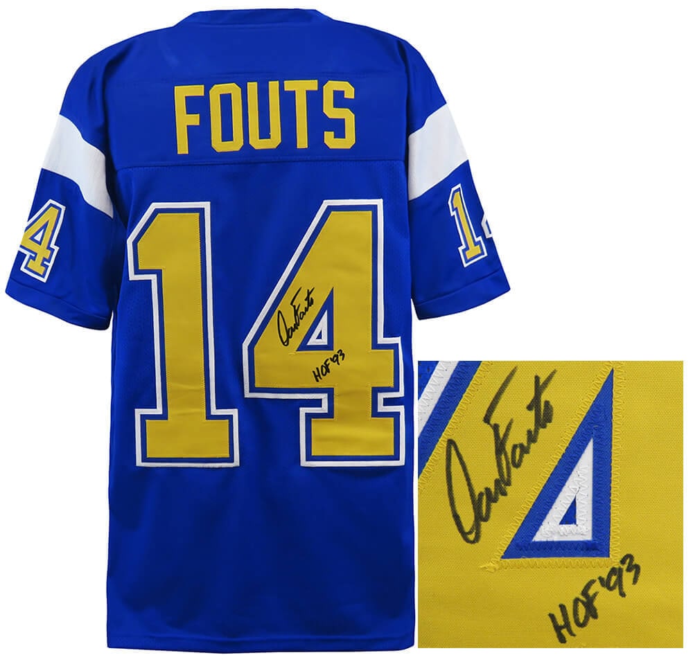 Dan Fouts Signed Navy Throwback Jersey HOF 93 with COA: Dan Fouts Signed Navy Throwback Jersey HOF 93 with COA Celebrate the legacy of NFL legend Dan Fouts with this signed navy throwback custom football jersey. This original jersey features the inscriptio