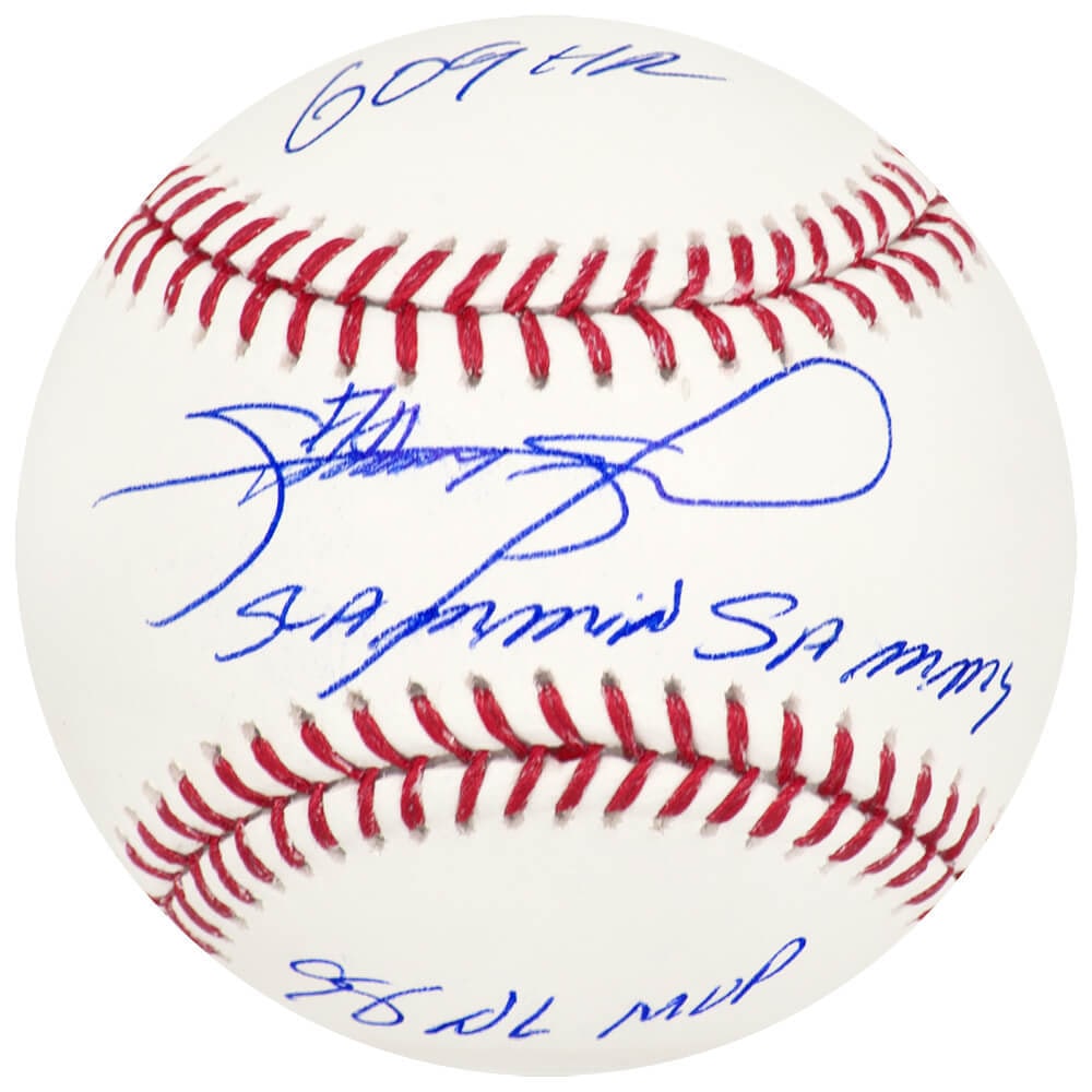 Sammy Sosa Signed MLB Baseball with Slammin Inscription and COA (1 of 1)