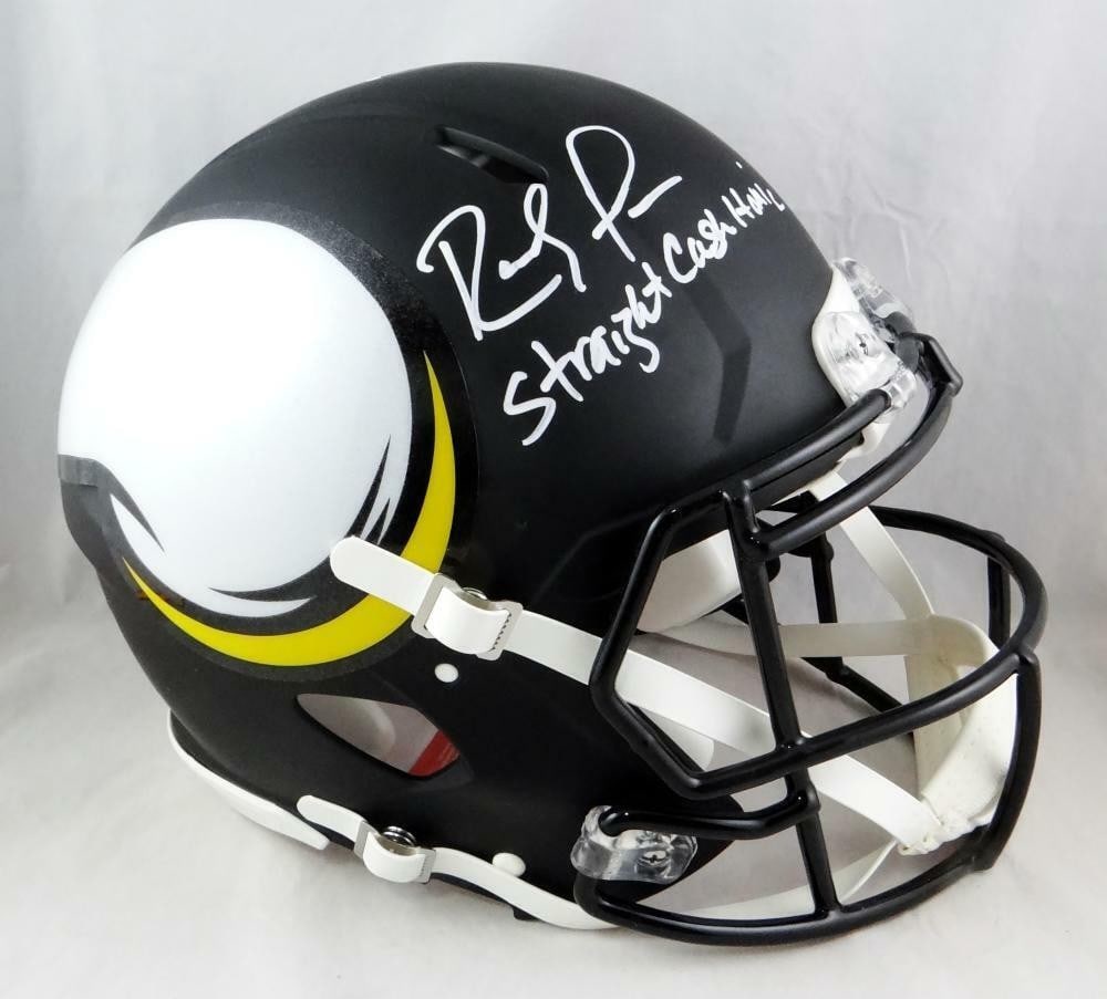 Randy Moss Autographed Vikings AMP Full Size Helmet Inscribed Straight Cash Beckett: Randy Moss Autographed Vikings AMP Full Size Helmet Inscribed Straight Cash Beckett This is an authentic full-size Minnesota Vikings AMP helmet signed by Randy Moss. The autograph has been authenticat