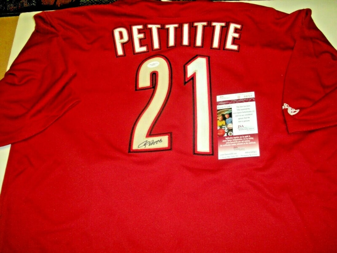 Houston Astros Official Jersey Autographed by Andy Pettitte with JSA COA: Houston Astros Official Jersey Autographed by Andy Pettitte with JSA COA This official licensed Houston Astros jersey is personally signed by Andy Pettitte. The jersey is an original item, not a repri