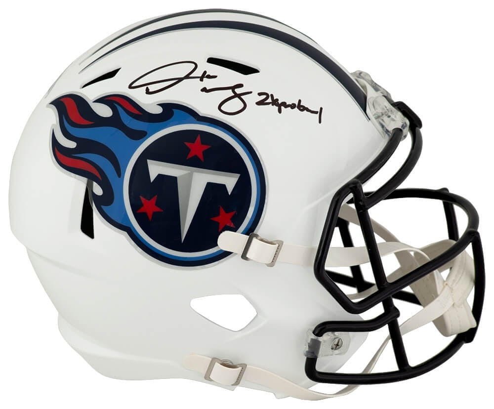 Derrick Mason Autographed Tennessee Titans Full Size Riddell Replica Helmet Pro Bowl COA: Derrick Mason Autographed Tennessee Titans Full Size Riddell Replica Helmet Pro Bowl COA This pre-owned Riddell full size speed replica helmet features the Tennessee Titans and is hand-signed by