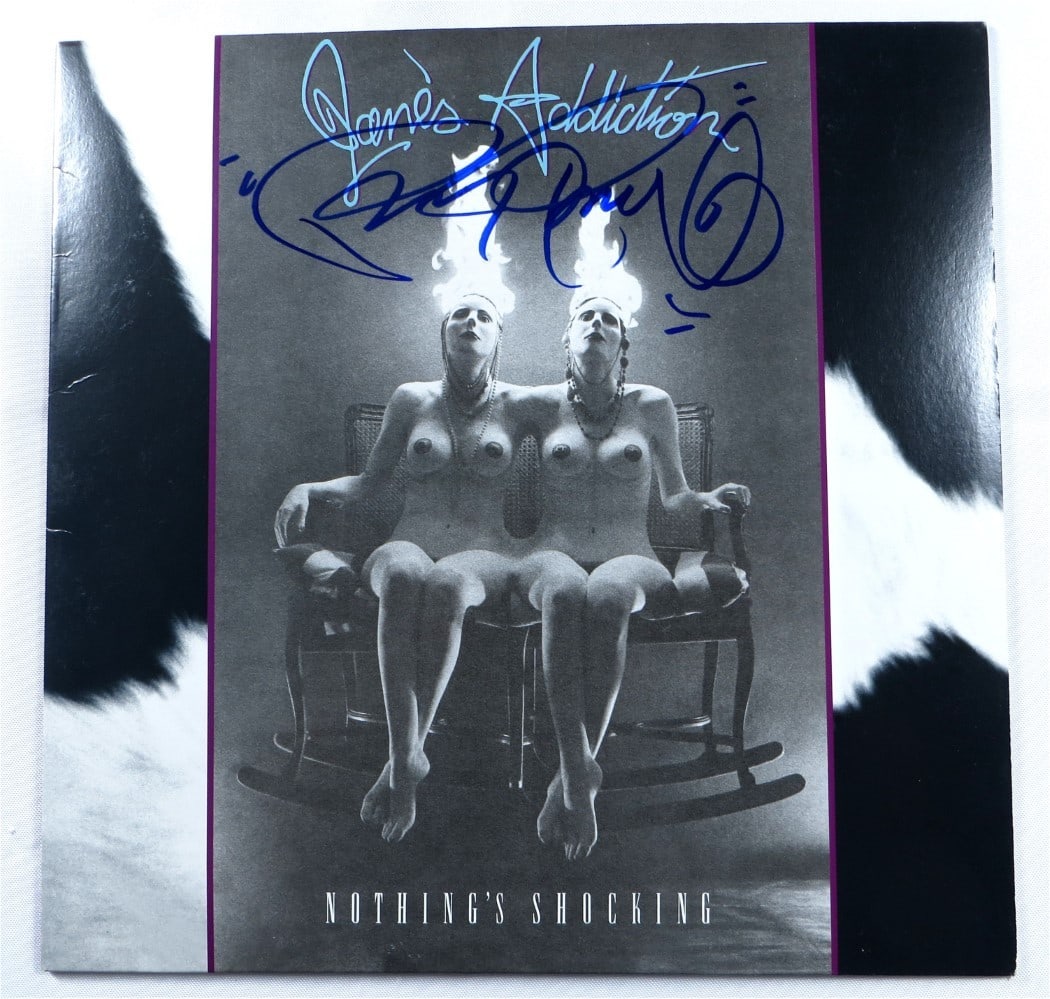 Perry Farrell Autographed Jane's Addiction Album Cover JSA Certified: Perry Farrell Autographed Jane's Addiction Album Cover JSA Certified This is an original autographed record album cover by Perry Farrell, the lead singer of Jane's Addiction. The album cover is authen