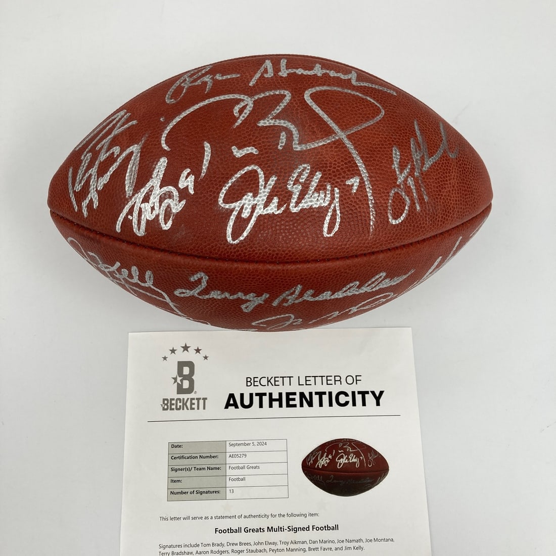 Limited Edition Quarterback Legends Football Signed by Tom Brady Peyton Manning Beckett COA: Limited Edition Quarterback Legends Football Signed by Tom Brady Peyton Manning Beckett COA This limited-edition Wilson Duke Pro Authentic football is a remarkable collectible, featuring hand-signed a