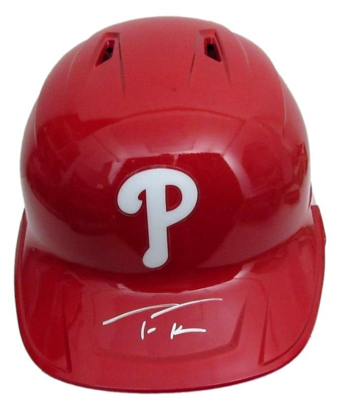 Trea Turner Signed Phillies MLB Replica Batting Helmet Beckett Authenticated: Trea Turner Signed Phillies MLB Replica Batting Helmet Beckett Authenticated This is a Trea Turner signed full-size MLB replica batting helmet featuring the Philadelphia Phillies. The helmet is authen