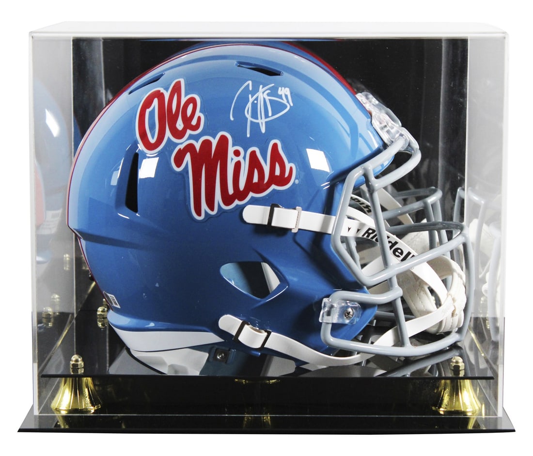 Patrick Willis Autographed Mississippi Rebels Full Size Powder Blue Speed Replica Helmet BAS: Patrick Willis Autographed Mississippi Rebels Full Size Powder Blue Speed Replica Helmet BAS This powder blue Riddell full-size Speed replica helmet features the Mississippi Rebels branding and has be