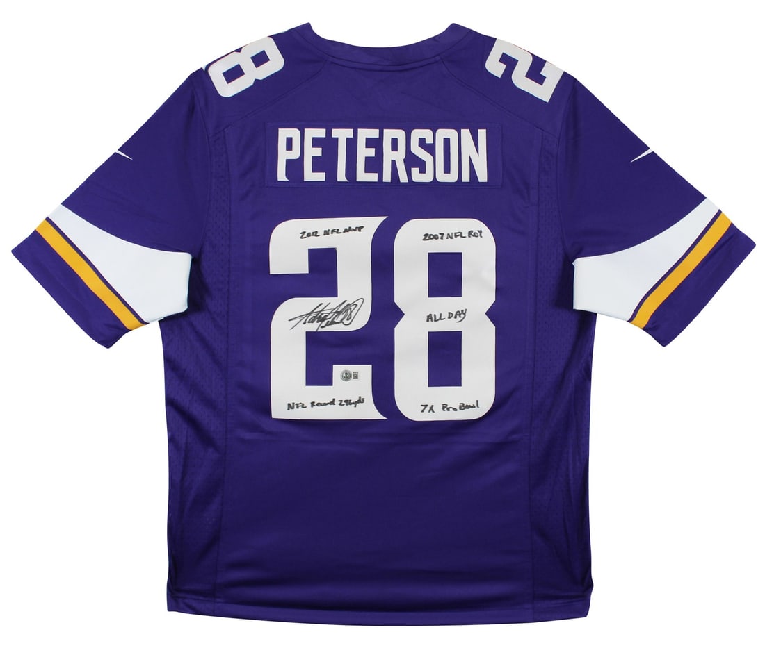 Adrian Peterson Signed Purple Nike Jersey BAS Witnessed Vikings (1 of 7)