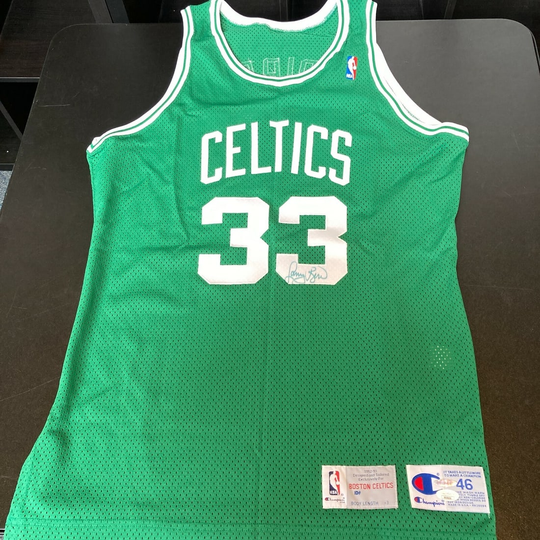 Larry Bird Signed 1992-93 Celtics Pro Cut Jersey with JSA & UDA: Larry Bird Signed 1992-93 Celtics Pro Cut Jersey with JSA & UDA Celebrate the legacy of basketball legend Larry Bird with this authentic 1992-93 Boston Celtics Pro Cut Game Model Jersey. The jersey is