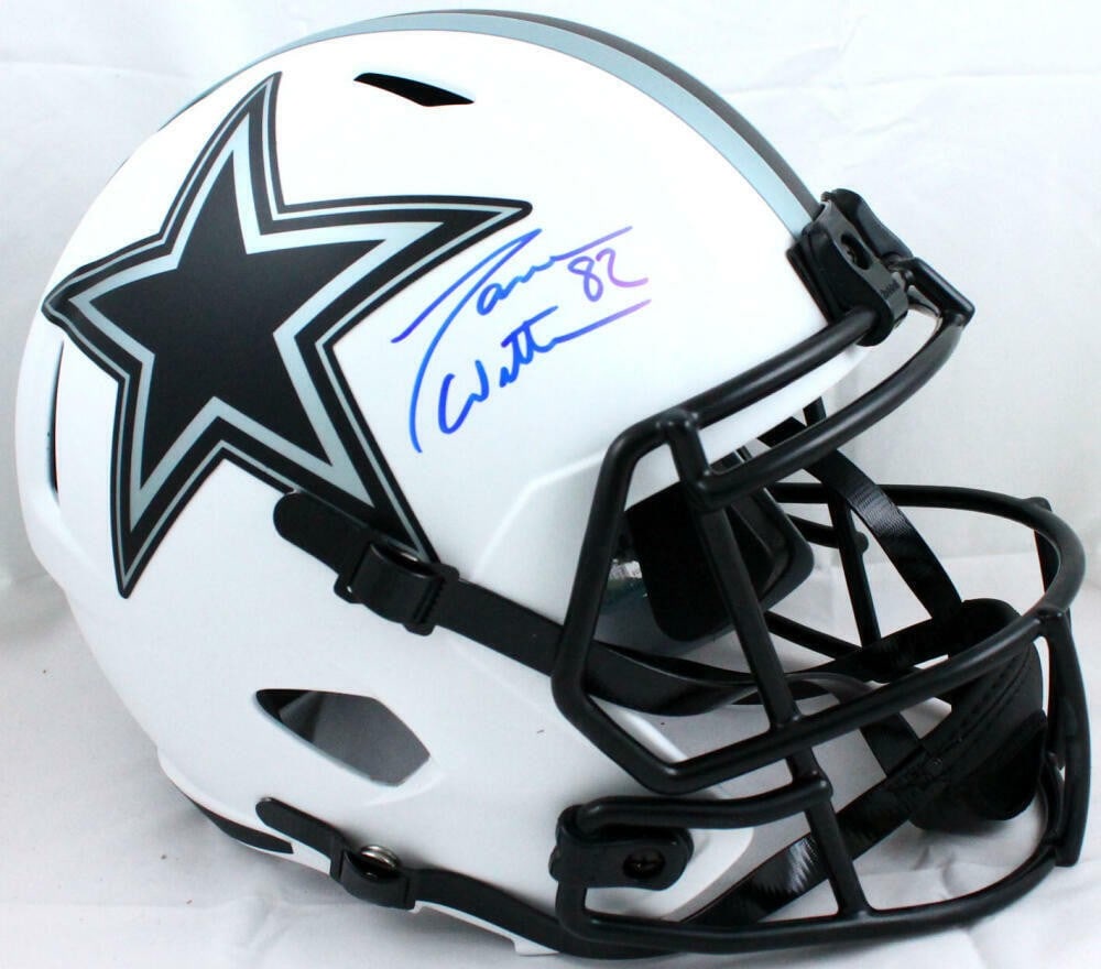 Jason Witten Autographed Dallas Cowboys Lunar Speed Helmet Beckett Authenticated: Jason Witten Autographed Dallas Cowboys Lunar Speed Helmet Beckett Authenticated This authentic Dallas Cowboys full-size helmet is signed by the legendary Jason Witten, a standout player in football