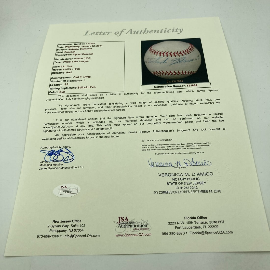 Roberto Clemente Single Signed Baseball PSA DNA JSA Authenticated - 5