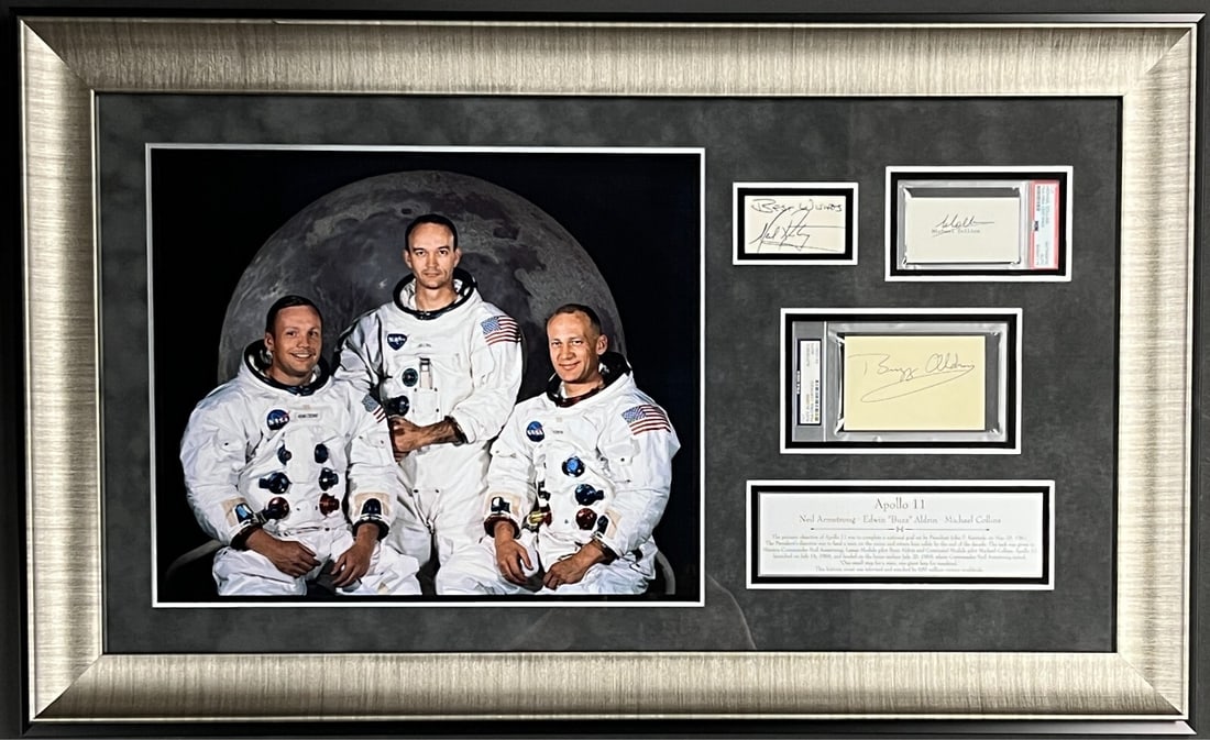 Apollo 11 Crew Signed Display by Armstrong Collins Aldrin Zarelli Authenticated (1 of 9)