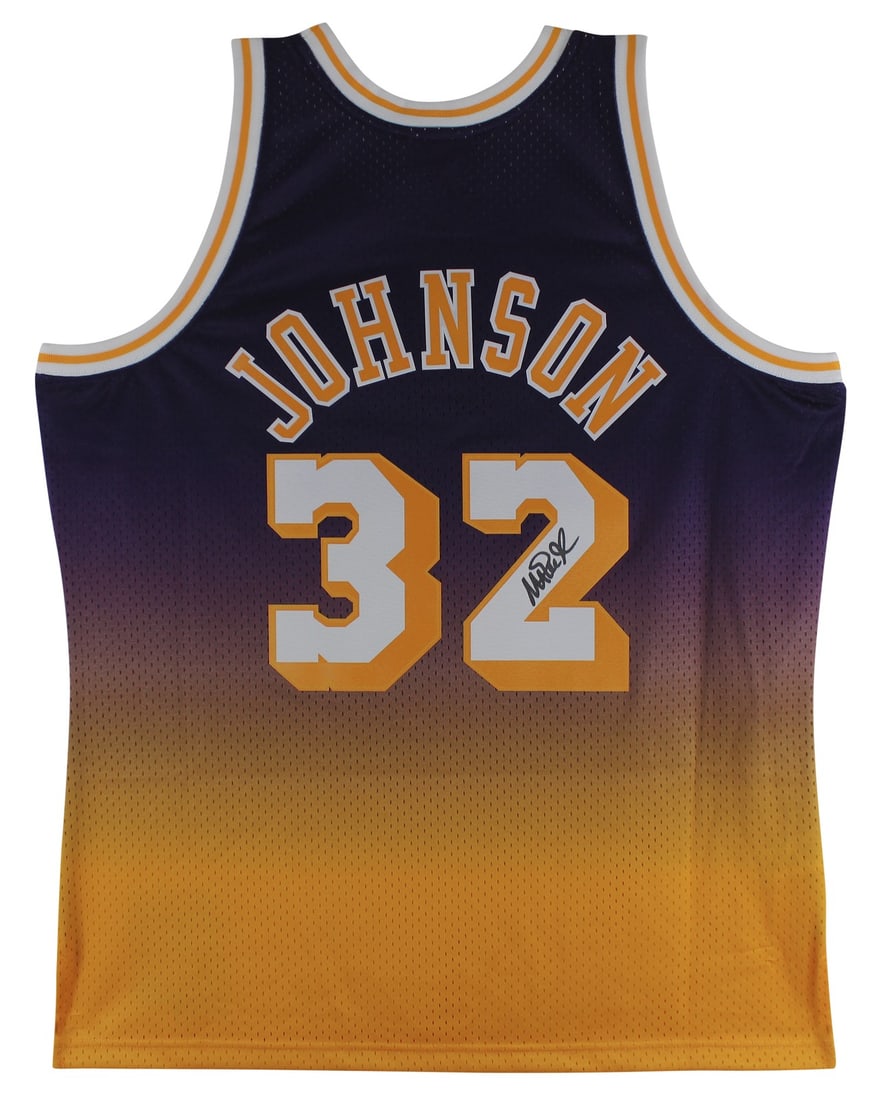 Magic Johnson Signed Lakers Purple Two-Tone Swingman Jersey BAS Authenticated (1 of 5)