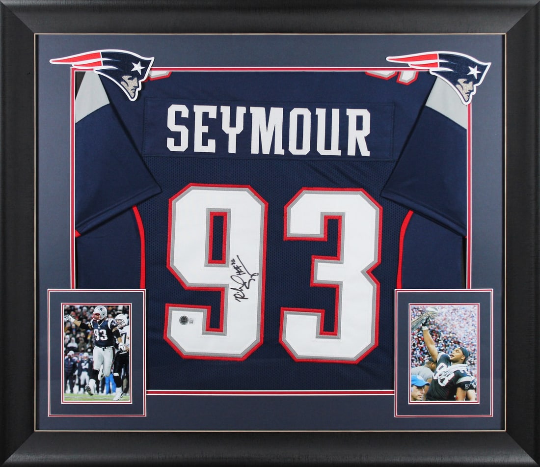 Richard Seymour Signed Navy Blue Pro Style Framed Jersey BAS Authenticated: Richard Seymour Signed Navy Blue Pro Style Framed Jersey BAS Authenticated This Richard Seymour "HOF 22" Authentic Signed Navy Pro Style Framed Jersey is a must-have for any New England Patriots fan.