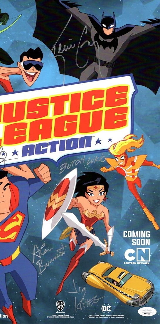 Justice League Action Signed 11x17 Poster by Kevin Conroy +4 JSA: Justice League Action Signed 11x17 Poster by Kevin Conroy +4 JSA This original 11x17 poster features the autographs of the Justice League Action cast, including iconic voices Kevin Conroy, Deidrich Ba
