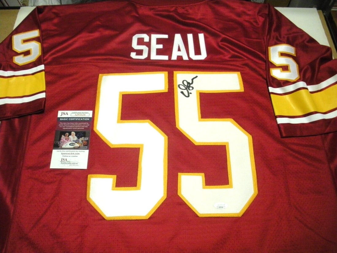 JSA Certified Junior Seau Autographed Official USC Trojans Jersey: JSA Certified Junior Seau Autographed Official USC Trojans Jersey This is a very rare, official licensed USC Trojans jersey signed by Junior Seau. The jersey is an original collectible autograph item