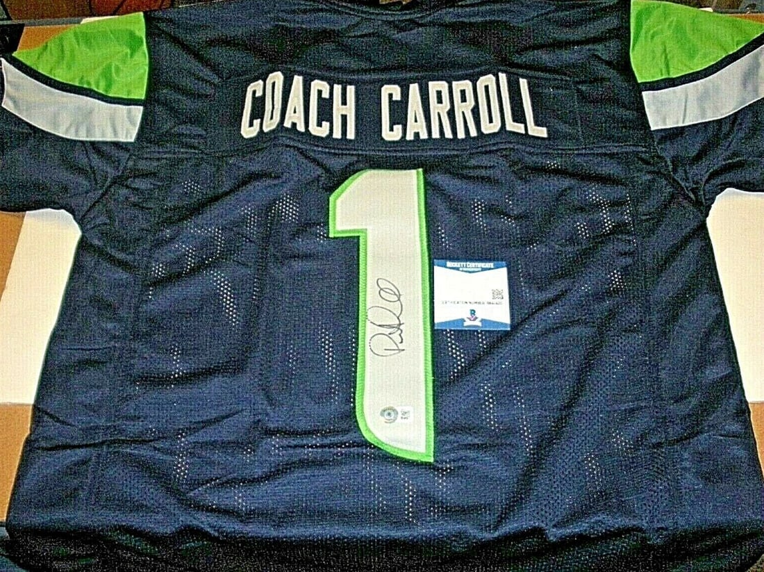Seattle Seahawks Super Bowl Signed Pete Carroll Jersey with Beckett COA (1 of 2)