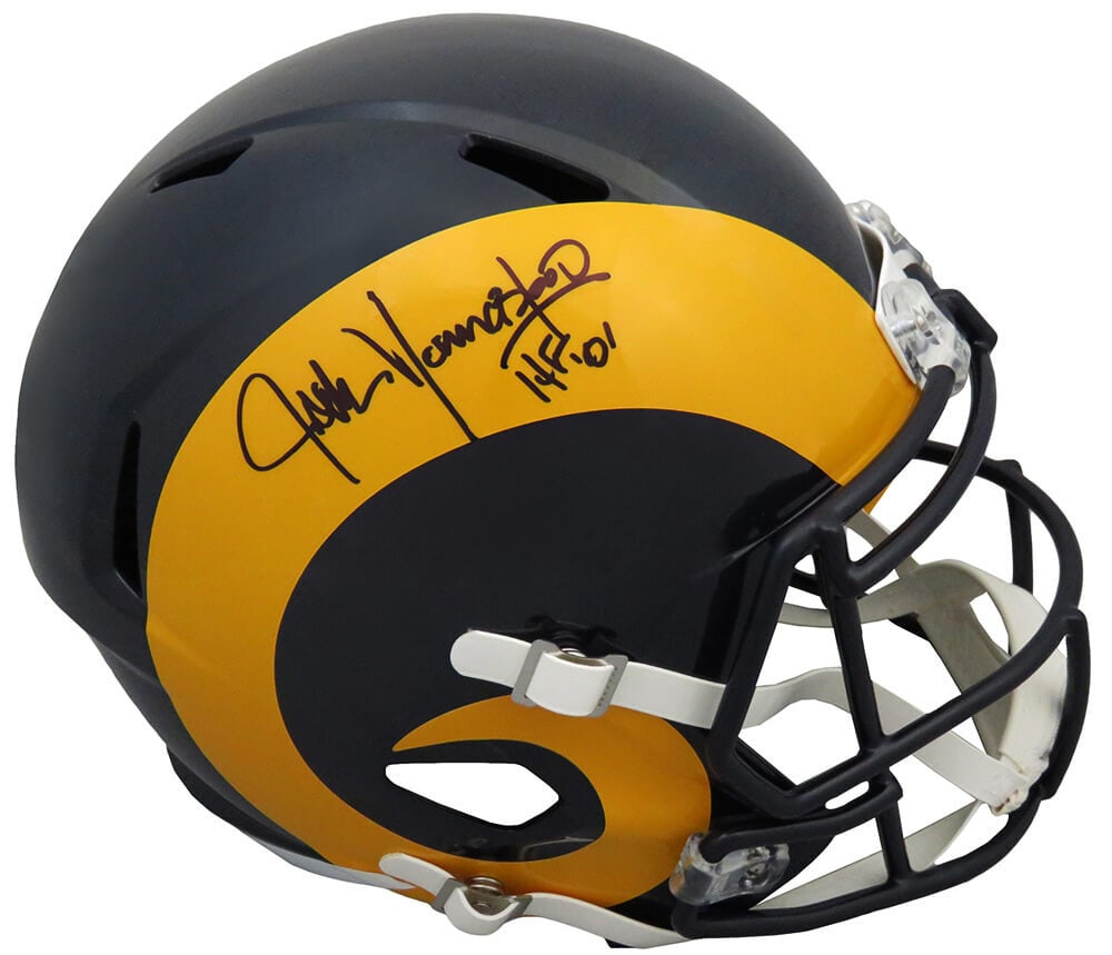 Jack Youngblood Signed Rams Riddell Full Size Helmet with HF 01 Inscription COA: Jack Youngblood Signed Rams Riddell Full Size Helmet with HF 01 Inscription COA This is a signed Los Angeles Rams throwback Riddell full-size speed replica helmet featuring the autograph of Hall of Fa