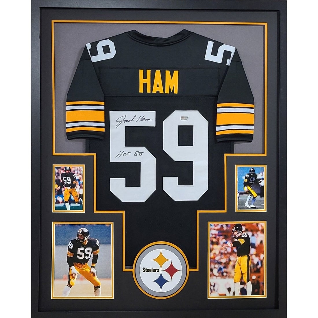Jack Ham Autographed Framed Jersey JSA Certified Pittsburgh Steelers: Jack Ham Autographed Framed Jersey JSA Certified Pittsburgh Steelers Celebrate the legacy of Jack Ham with this beautifully framed autographed jersey. Authenticated by JSA, one of the leading authorit