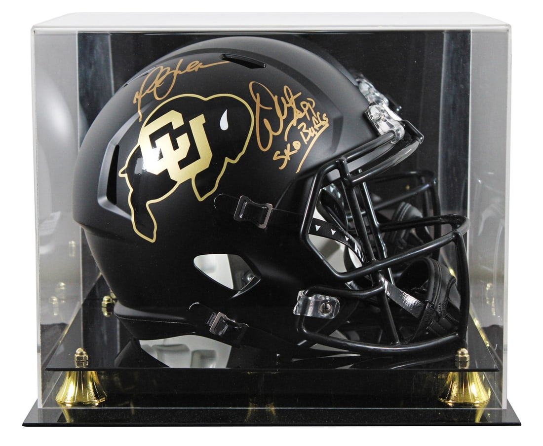 Colorado Buffaloes Signed Helmet by Sapp & Faulk with BAS Authentication: Colorado Buffaloes Signed Helmet by Sapp & Faulk with BAS Authentication This is an authentic black full-size Speed Rep helmet signed by NFL legends Warren Sapp and Marshall Faulk of the Colorado Buff