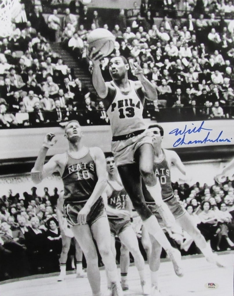 Autographed 16x20 Wilt Chamberlain Sixers Photograph With PSA DNA Grade 10 (1 of 3)