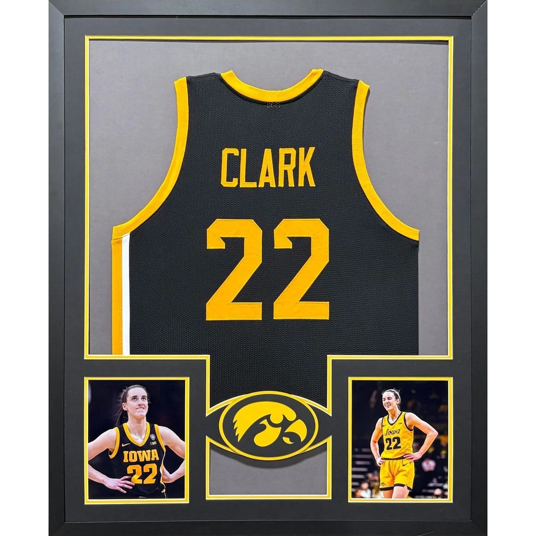 Caitlin Clark Unsigned Framed Jersey Iowa Hawkeyes 42x34: Caitlin Clark Unsigned Framed Jersey Iowa Hawkeyes 42x34 Showcase your Iowa Hawkeyes pride with this Caitlin Clark unsigned framed jersey. This striking piece features meticulous detailing and a promi