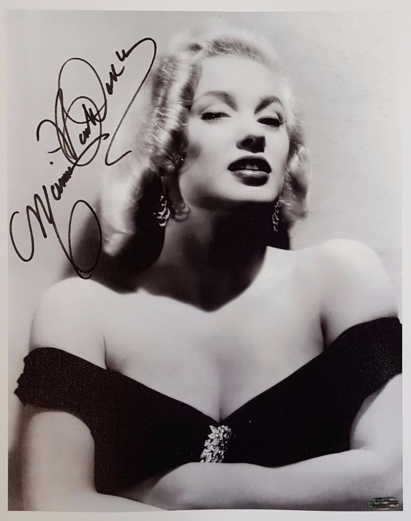 11x14 Signed Mamie Van Doren Canvas Photograph With Hologram Authentication: 11x14 Signed Mamie Van Doren Canvas Photograph With Hologram Authentication This original 11x14 canvas photograph features a signature from Mamie Van Doren, recognized as a Playboy Playmate. The item