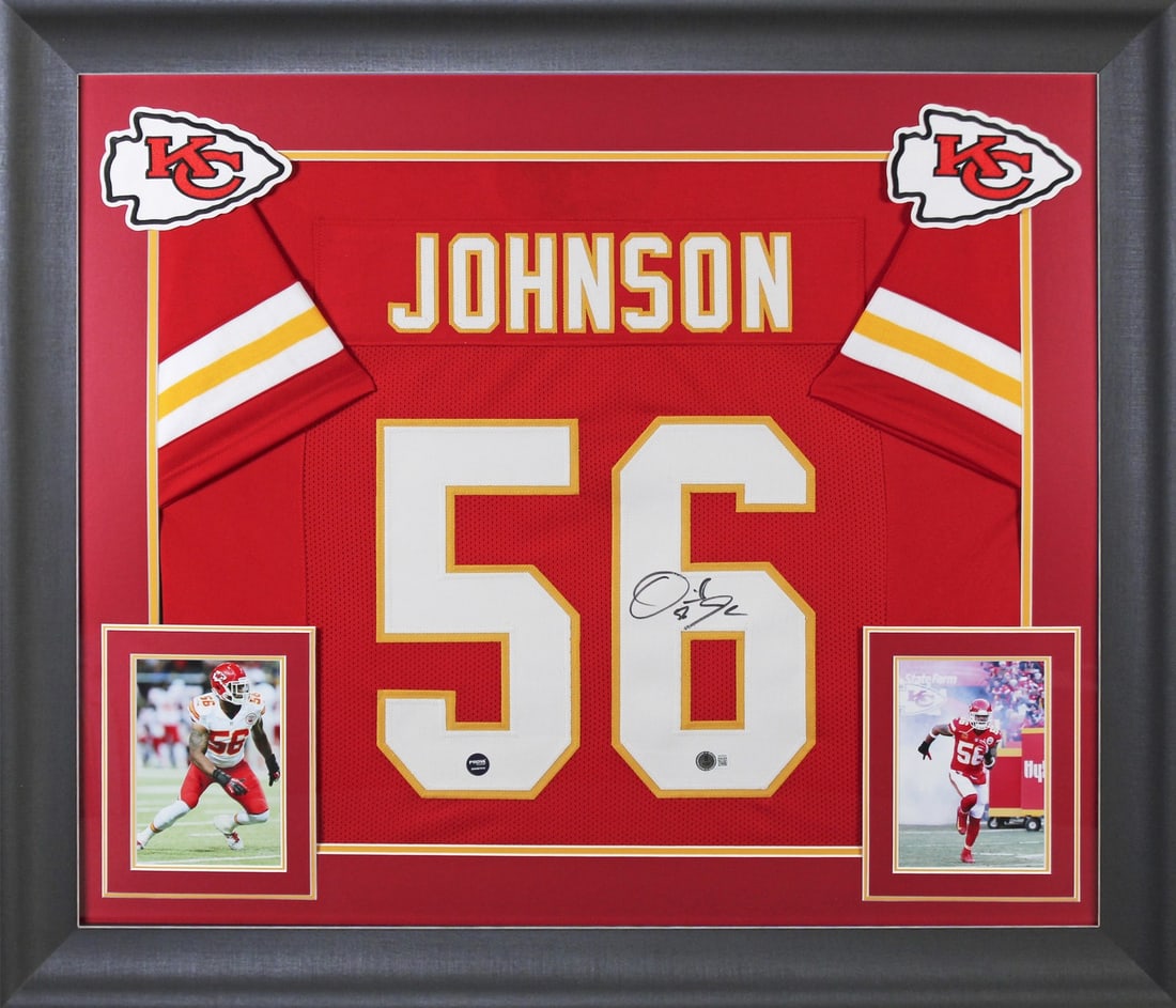 Derrick Johnson Signed Kansas City Chiefs Framed Jersey BAS Witnessed (1 of 2)