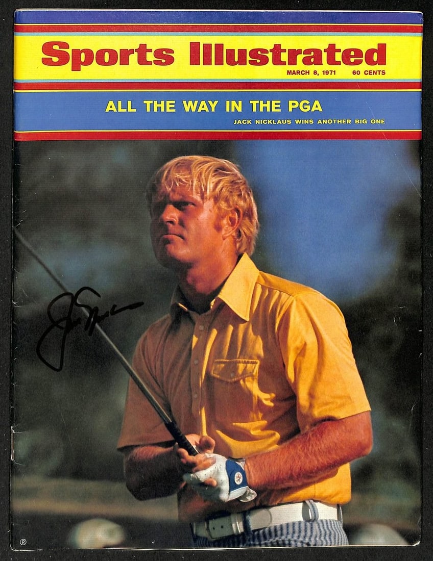 1971 Sports Illustrated Magazine Signed by Jack Nicklaus PSA DNA Authenticated: 1971 Sports Illustrated Magazine Signed by Jack Nicklaus PSA DNA Authenticated This is a pre-owned March 8, 1971 issue of Sports Illustrated magazine, featuring Jack Nicklaus. The magazine has been si
