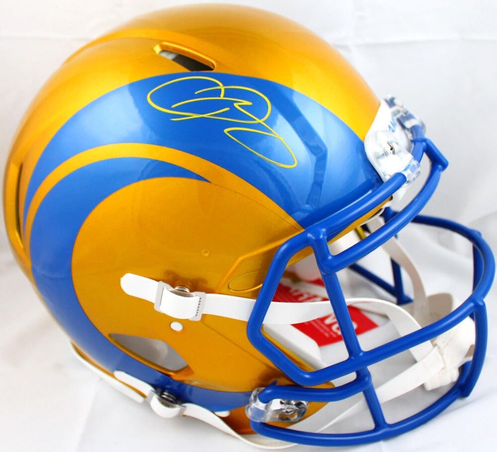 Odell Beckham Jr. Signed LA Rams Authentic Flash Helmet Beckett: Odell Beckham Jr. Signed LA Rams Authentic Flash Helmet Beckett This is an authentic full-size Los Angeles Rams Flash Speed helmet, signed by star player Odell Beckham Jr. The helmet is an original pi