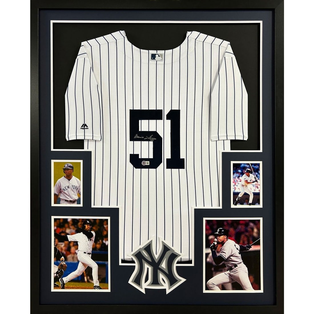Bernie Williams Autographed Framed Jersey New York Yankees Beckett Authenticated: Bernie Williams Autographed Framed Jersey New York Yankees Beckett Authenticated This framed jersey features the authentic autograph of Bernie Williams, a legendary player for the New York Yankees. Th