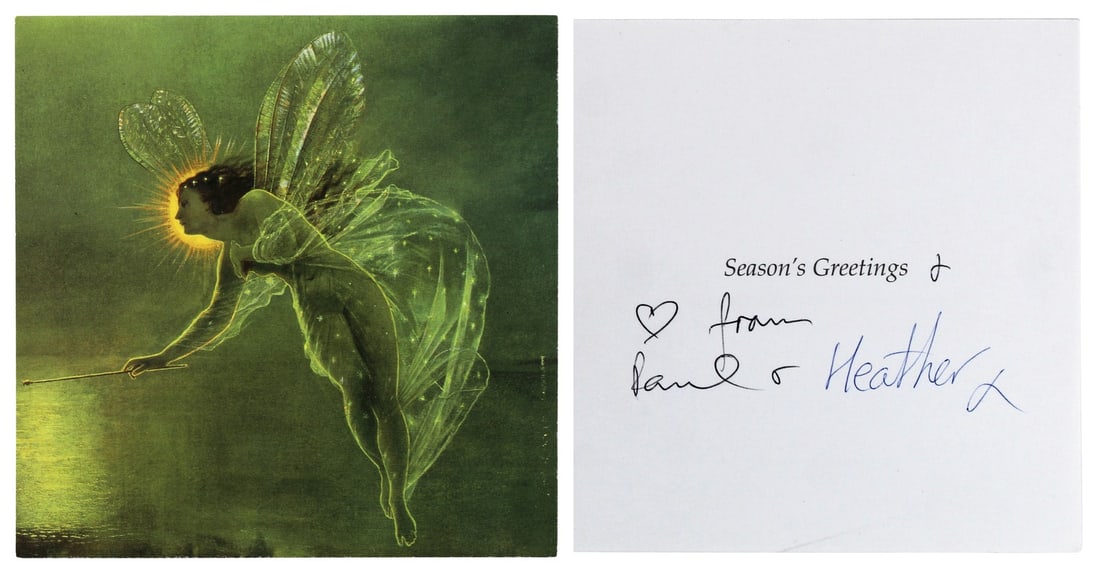 Paul McCartney Heather Mills Signed Greeting Card Beckett COA: Paul McCartney Heather Mills Signed Greeting Card Beckett COA This authentic greeting card features the signatures of music legend Paul McCartney and Heather Mills. It comes with a Certificate of Auth