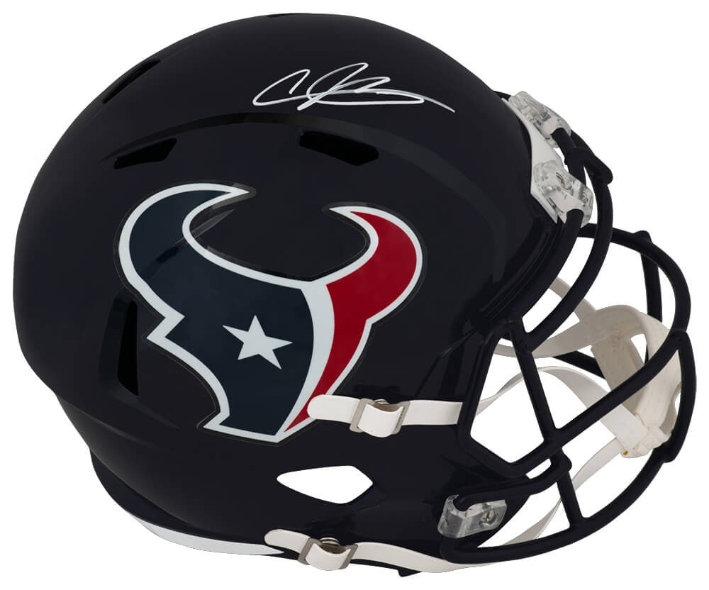 Houston Texans Riddell Full Size Helmet Signed by Andre Johnson with COA: Houston Texans Riddell Full Size Helmet Signed by Andre Johnson with COA This is a Houston Texans Riddell full size speed replica helmet autographed by Andre Johnson. The helmet is an original item an