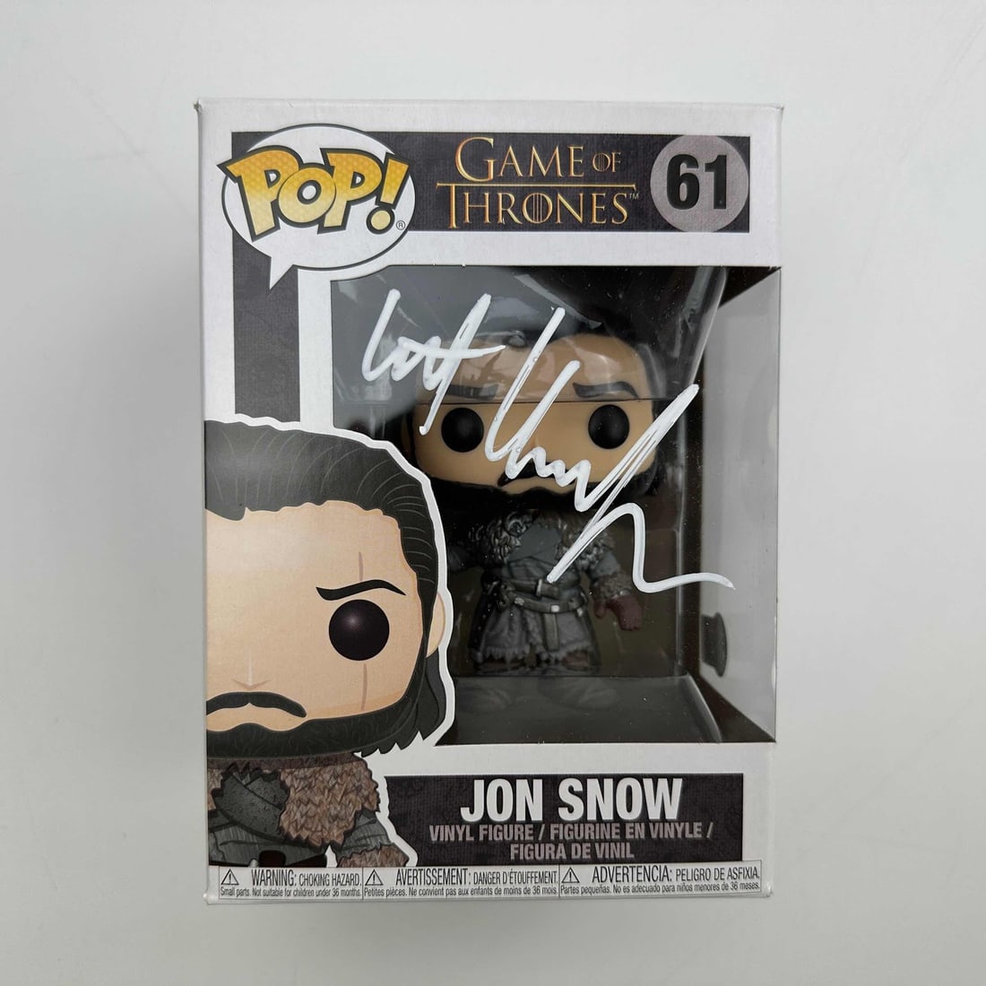 Kit Harington Signed Jon Snow Funko Pop #61 With Beckett COA: Kit Harington Signed Jon Snow Funko Pop #61 With Beckett COA This collectible Funko Pop figurine features Jon Snow from Game of Thrones and is autographed by Kit Harrington. The signature has been aut