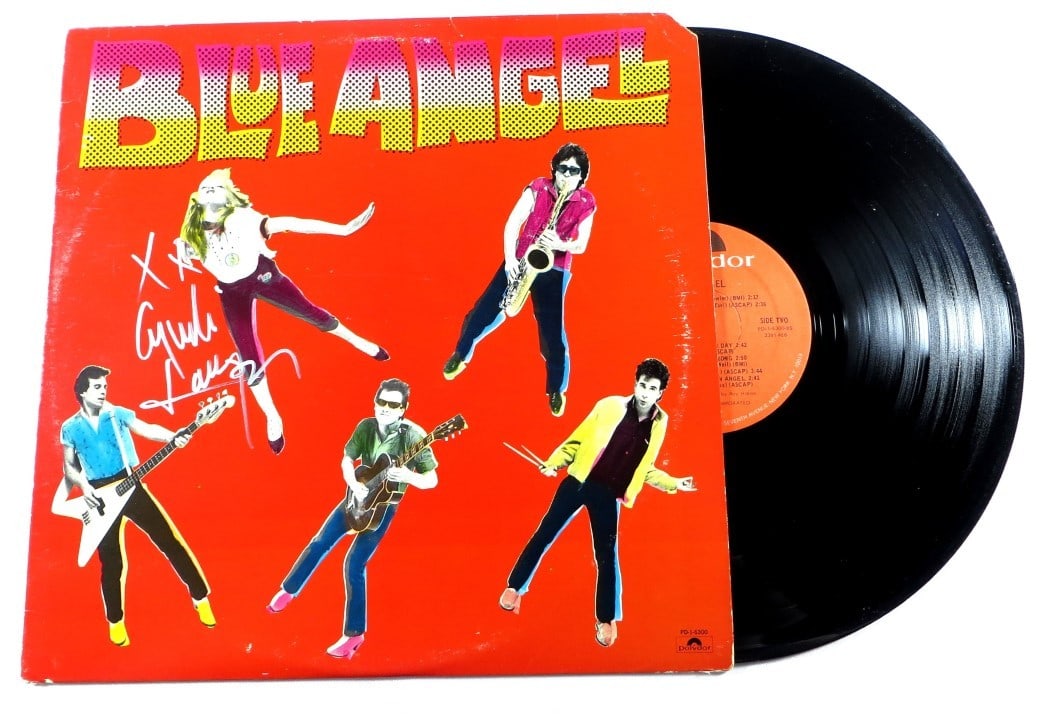 Cyndi Lauper Autographed Album Cover Blue Angel JSA Certified: Cyndi Lauper Autographed Album Cover Blue Angel JSA Certified This is a signed autographed album cover by Cyndi Lauper, featuring her iconic work 'Blue Angel'. The item includes the original record, a