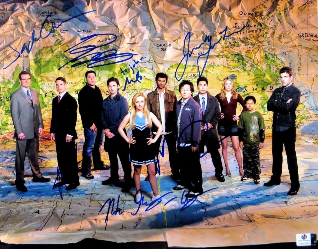 Heroes Cast Autographed 11x14 Photo by Ventimiglia Grunberg Coleman Pasdar Certified: Heroes Cast Autographed 11x14 Photo by Ventimiglia Grunberg Coleman Pasdar Certified This striking 11x14 photograph features the cast of the acclaimed series "Heroes" and is autographed by several key