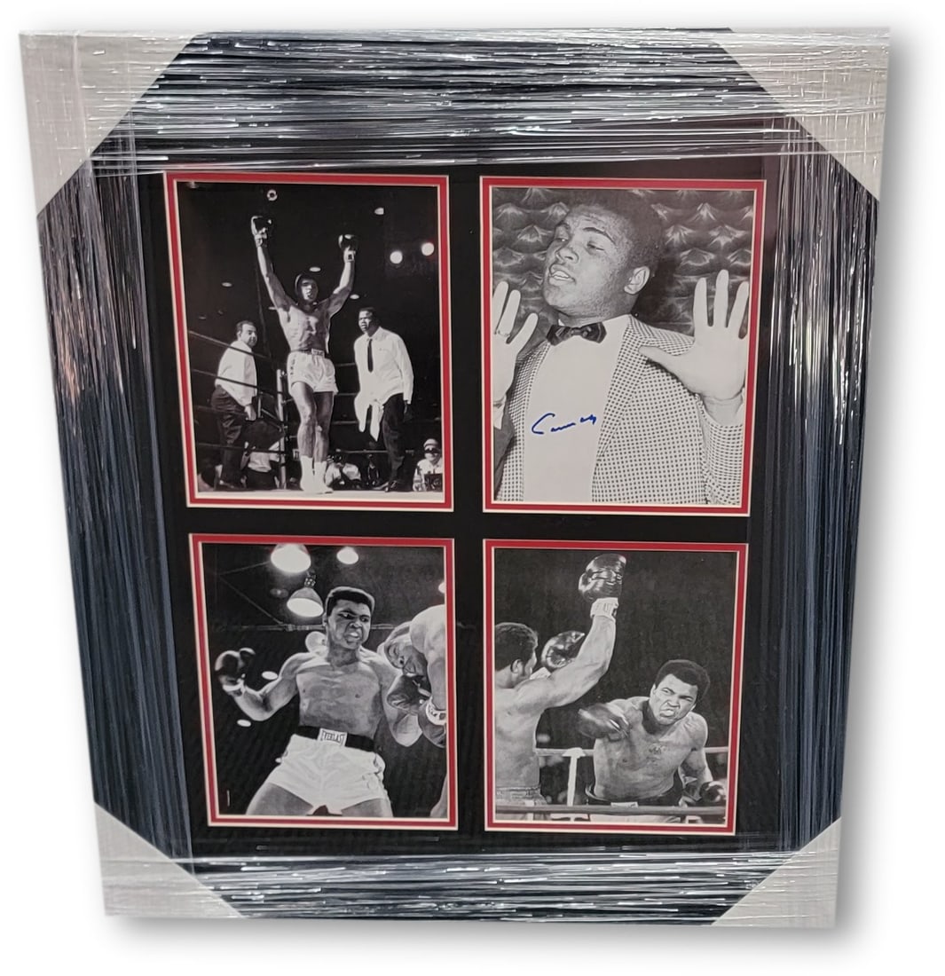 Muhammad Ali Cassius Clay Signed Framed 8x10 Photo with JSA Authentication: Muhammad Ali Cassius Clay Signed Framed 8x10 Photo with JSA Authentication This stunning framed 8x10 photograph captures the legendary Muhammad Ali, also known as Cassius Clay, in a moment of triumph.