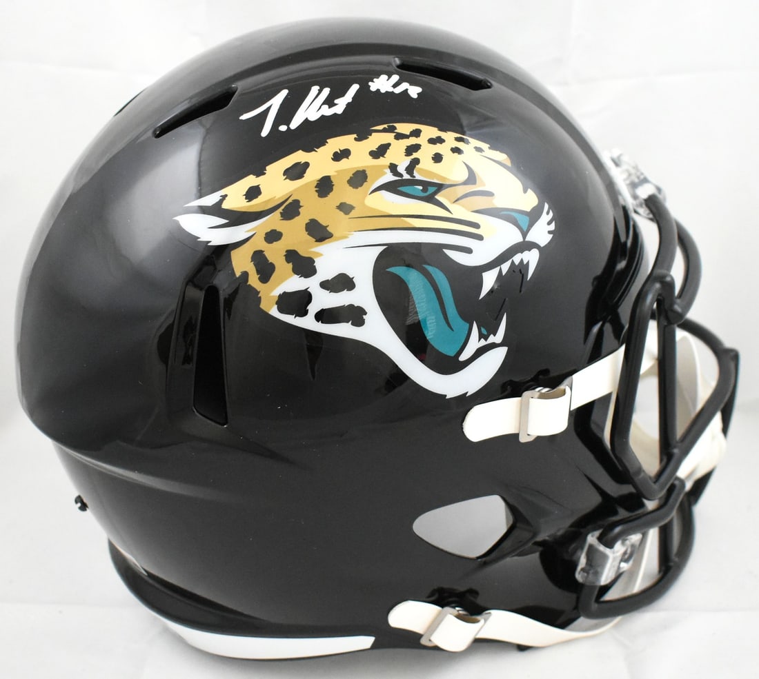 Full Size Jacksonville Jaguars Helmet Signed by Travis Hunter Beckett W Authenticated (1 of 5)