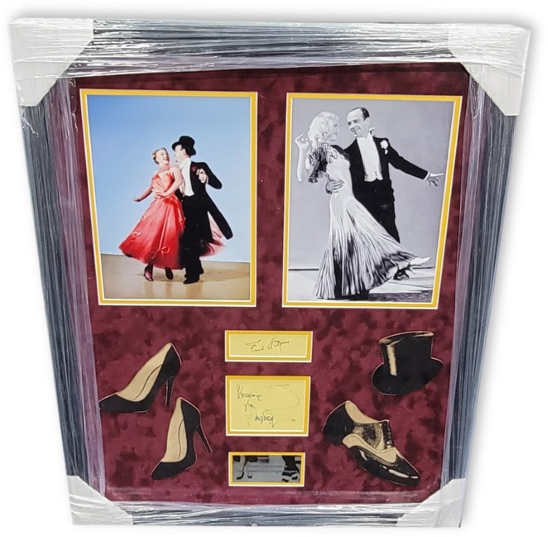 Framed Fred Astaire Ginger Rogers Signed Collage Photo Beckett Authenticated: Framed Fred Astaire Ginger Rogers Signed Collage Photo Beckett Authenticated This framed collage photograph features authentic signatures from Fred Astaire and Ginger Rogers. The item is custom framed