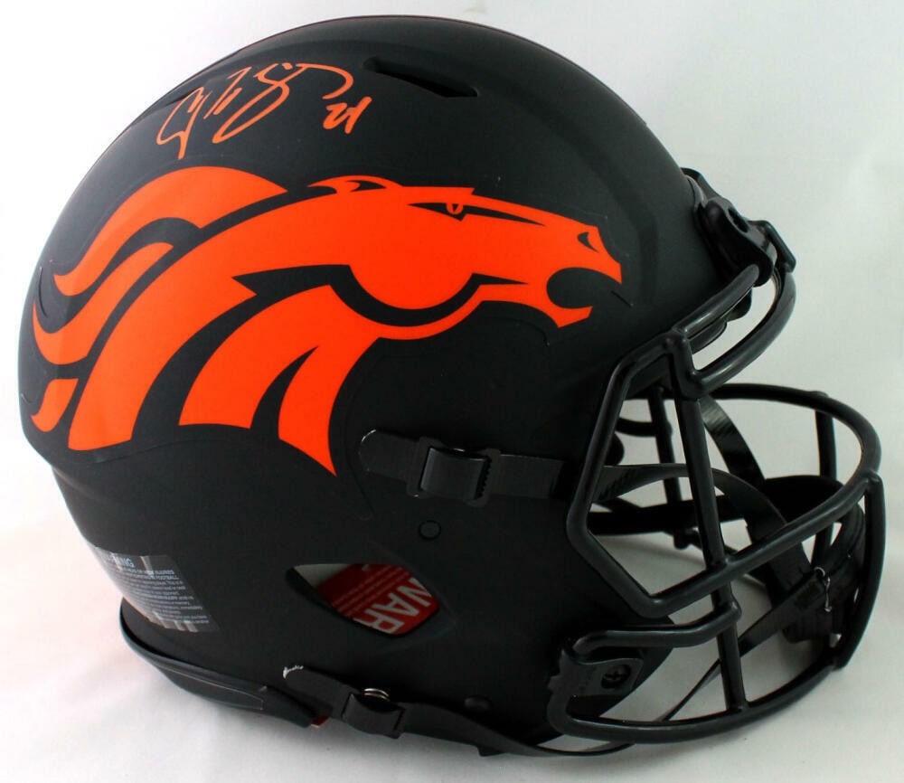 Autographed Denver Broncos Eclipse Authentic Helmet Beckett Certified by Champ Bailey (1 of 6)