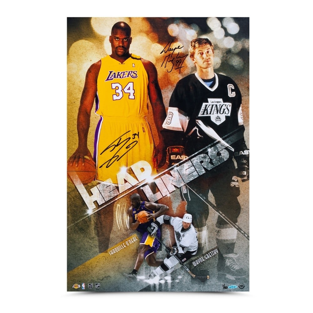 Wayne Gretzky Shaquille O'Neal Autographed Photo Limited Edition /50: Wayne Gretzky Shaquille O'Neal Autographed Photo Limited Edition /50 Celebrate the iconic careers of Wayne Gretzky and Shaquille O'Neal with this signed autographed 20X30 photo. This limited edition p